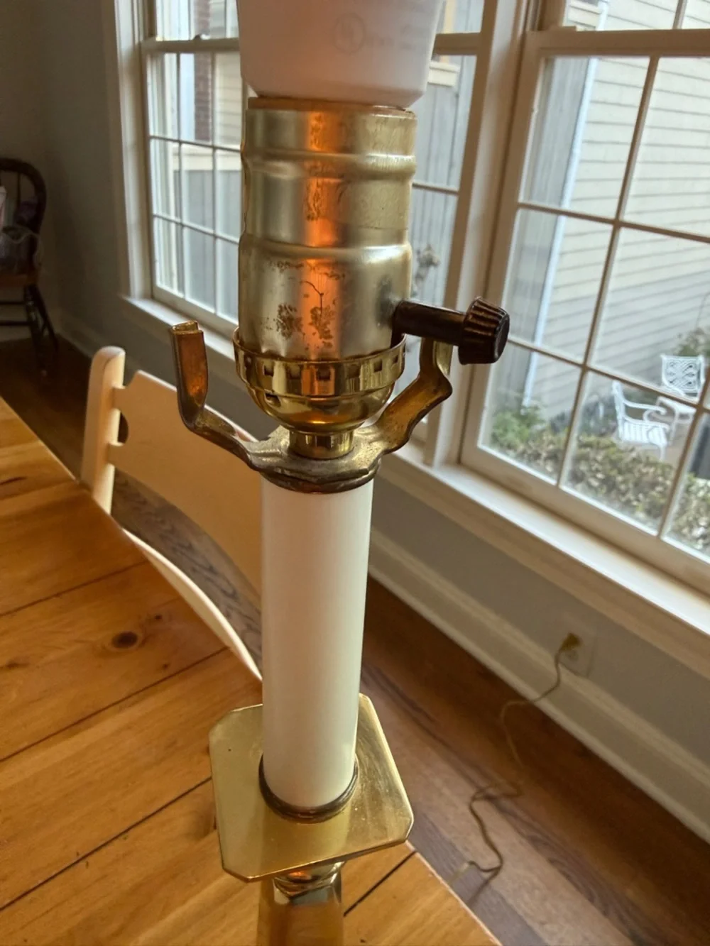 Gold-tone Taper Candlestick Table Lamp Tall Brass Finish